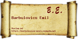 Barbulovics Emil névjegykártya